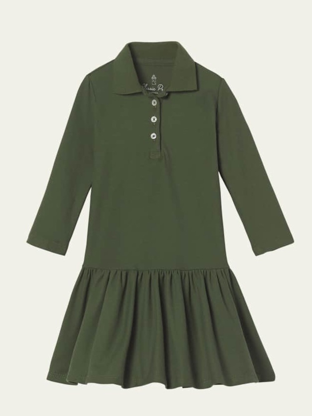 Classic Prep Girls Bryce Polo Dress 3T Hunter Green Long Sleeve Ruffle Hem